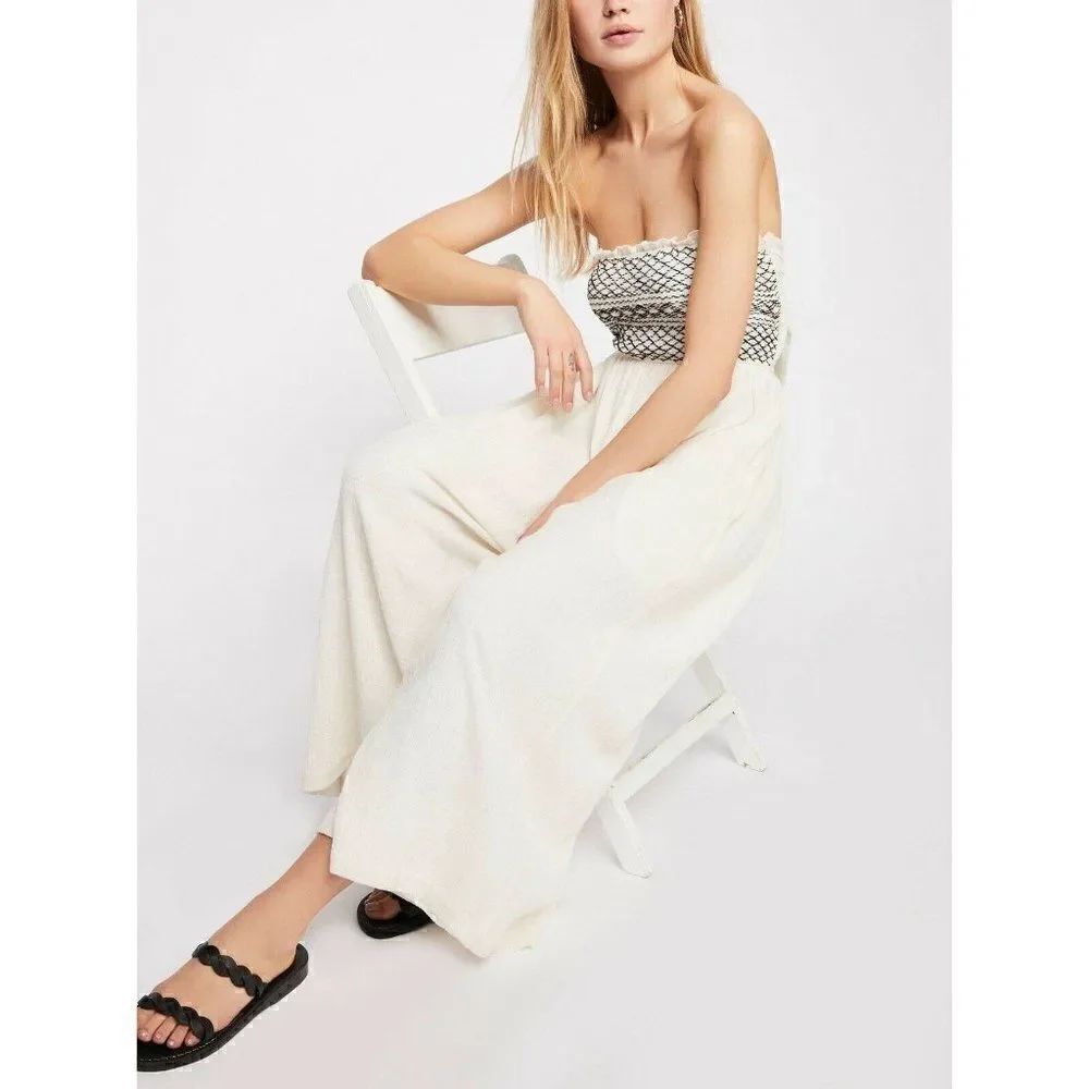 NEW FREE PEOPLE Sz XS CARMEN CONVERTIBLE ONE-PIECE SMOCKED BANDEAU JUMPSUIT